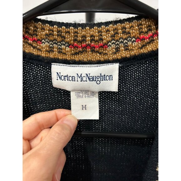 Vintage Norton McNaughton Floral Pattern Knit Cardigan Sweater SZ Medium - Picture 5 of 8